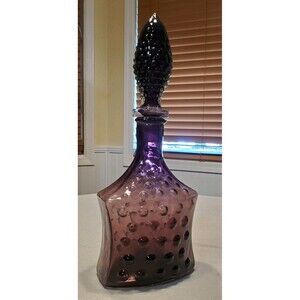 MCM Empoli Bubble Hobnail Purple Amethyst Decanter Bottle with Stopper